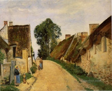  Village Painting - village street auvers sur oise 1873 Camille Pissarro